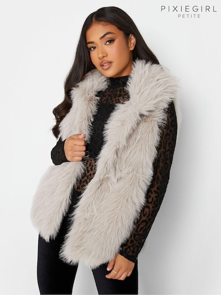 PixieGirl Petite Natural Long Faux Fur Gilet (902907) | €42