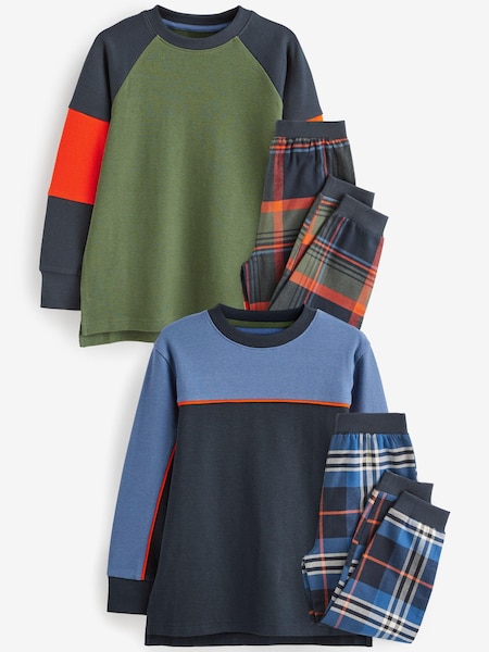 Orange/Navy Check Pyjamas 2 Pack (3-16yrs) (903051) | €15.50 - €21