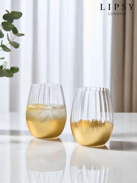 Lipsy 2 Pack Gold Foil Glass Tumbler (903082) | €24.50