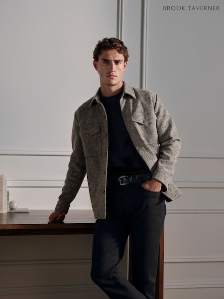 بني - Regular Brook Taverner Prince Of Wales Check Overshirt