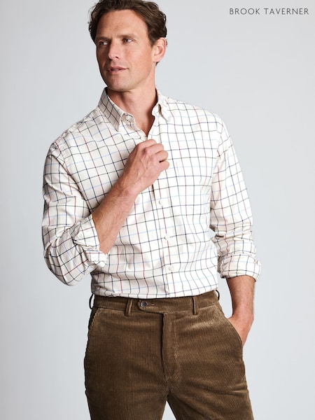 Natur - Regular Brook Taverner Tattersall Check Cotton Shirt