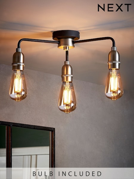 Black Brooklyn Flush Ceiling Light (903660) | €72