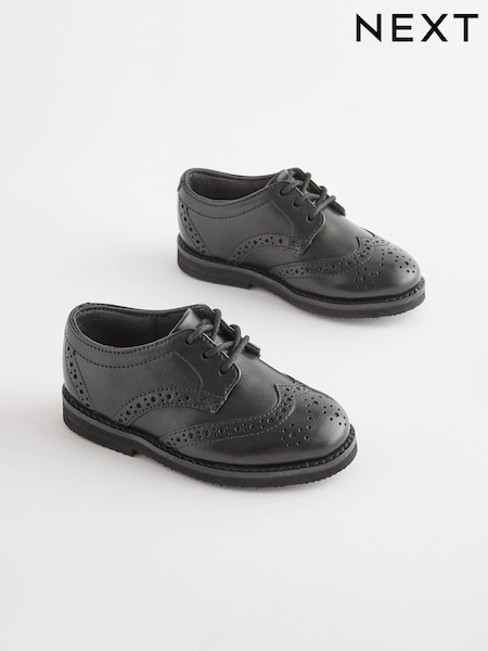Black Wide Fit (G) Smart Leather Brogues Shoes (903954) | €16 - €18
