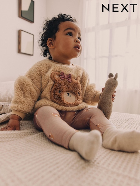 Caramel Brown Bear Cosy Baby Fleece Jumper and Leggings 2 Piece Set (904482) | AED71 - AED81