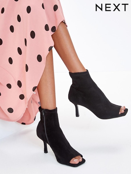 Black Forever Comfort® Peep Toe Heeled Shoe Boots (904607) | € 31