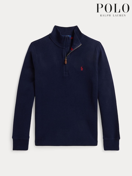 Sininen - Polo Ralph Lauren logollinen neljännesvetoketjullinen jersey-collegepaita