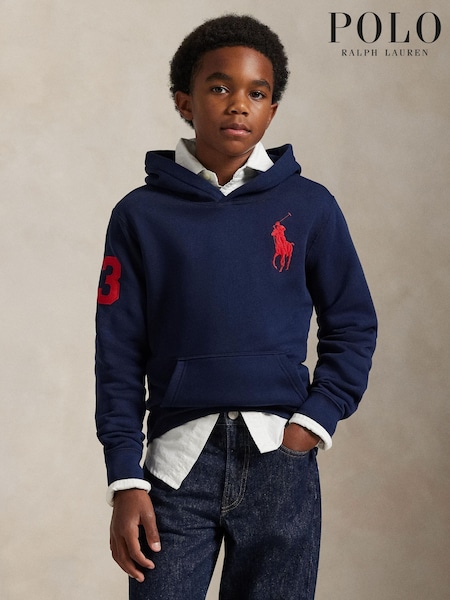 Blue - Polo Ralph Lauren Varsity Logo Jersey Hoodie