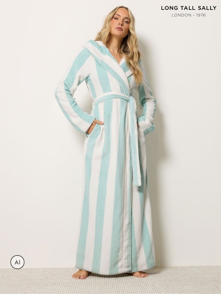 Vihreä - Long Tall Sally Macro Raita-hupullinen maksikylpytakki