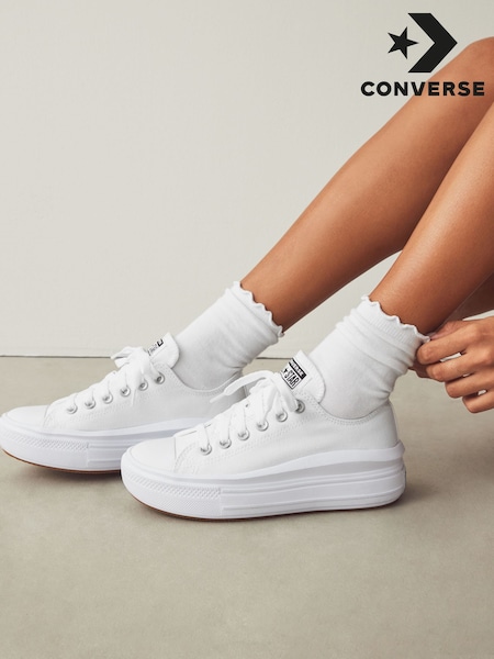 Converse White All Star Move Chuck Ox Platform Trainers (905905) | ₪377