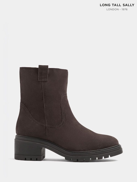 Brown - Long Tall Sally Soft Square Cleated Block Heel Shoes