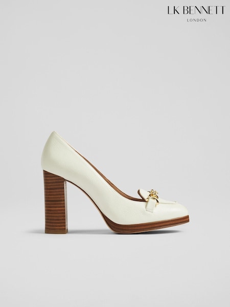 LK Bennett Natural Attley Grainy Leather Platform Loafers (906800) | €231