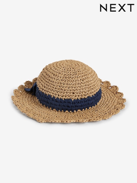 Neutral/Black Scalloped Edge Hat (1-10yrs) (907114) | €6 - €7