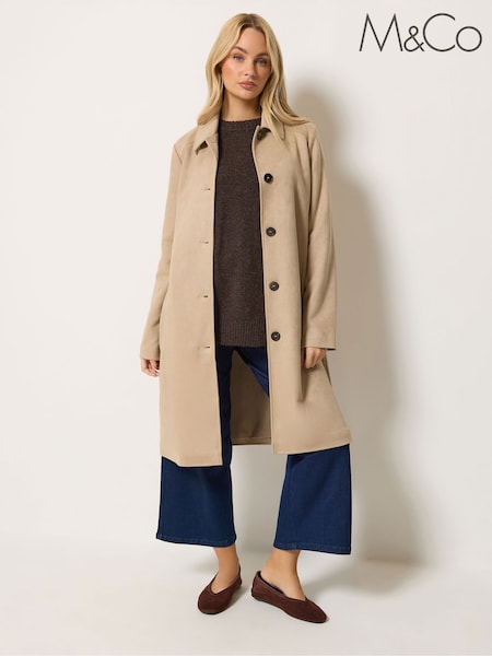Nude - M&co Faux Suede Midi Coat