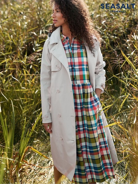 Gris - Seasalt Cornwall Penweathers Waterproof Trench 100% Cotton Coat (907447) | 256 €