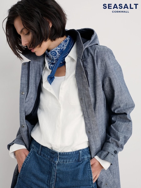 Seasalt Cornwall Blue Tall Seafaring Waterproof Coat (907448) | €233