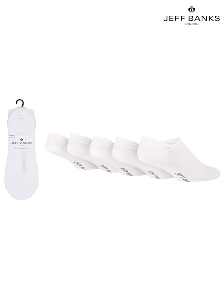 Jeff Banks White Super Low Cut Shoe Liners Socks 5 Pack (907477) | €17.50