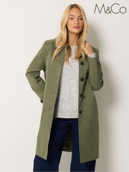 Green - M&co Collared Trench Coat
