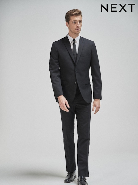 Black Jacket Twill 100% Wool Tailored Fit Suit (907758) | €72