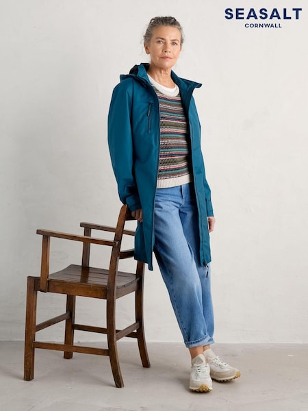 Seasalt Cornwall Teal Petite Coverack Waterproof Coat (907793) | ₪779