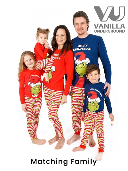 Vanilla Underground Red Grinch 100% Cotton The Grinch Unisex Merry Grinchmas Christmas Slogan Long Sleeve Long Leg Pyjamas Set (908008) | €40