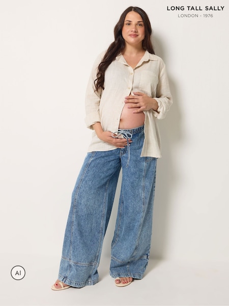 Blue - Long Tall Sally Maternity Wide Leg Jeans