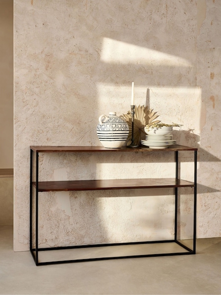 French Connection Black Mango Wood Antique Finish Console Table (908518) | €176