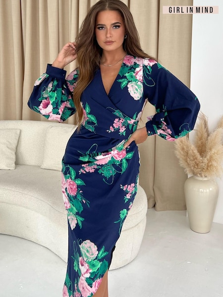 Girl In Mind Elsa Long Sleeve Wrap Asymmetric Dress (908552) | 171 LEI