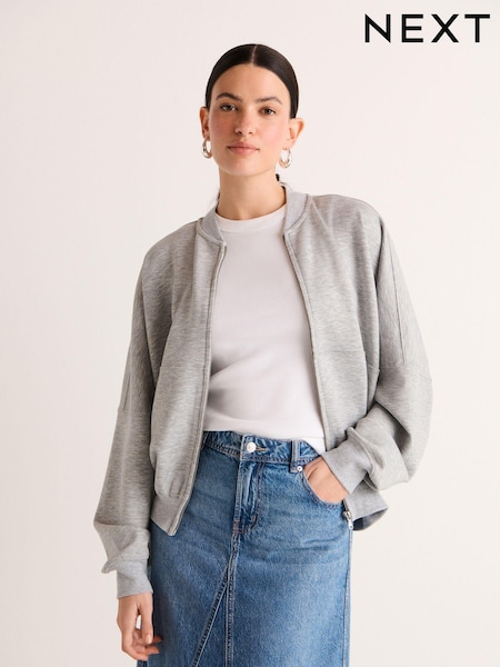 Grey Lightweight Soft Grey Slinky Zip Up Bomber Jacket (908566) | €17.50