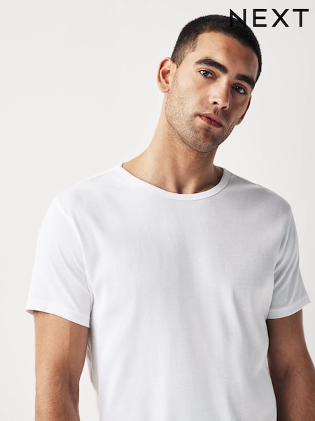 White Rib Slim Fit 100% Cotton Underwear T-Shirts 5 Pack (908628) | €21