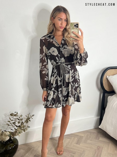 Темно-шоколадный - Style Cheat 100% Cotton Myla Mini Rope Tie Shirt Dress (908860) | €18