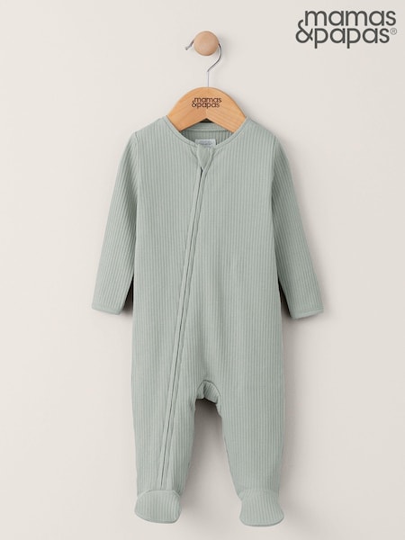 Mamas & Papas Green Baby Zip Sleepsuit (909070) | €21