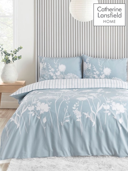 Catherine Lansfield Blue Meadowsweet Floral Reversible Duvet Cover Set (909088) | ₪85 - ₪176