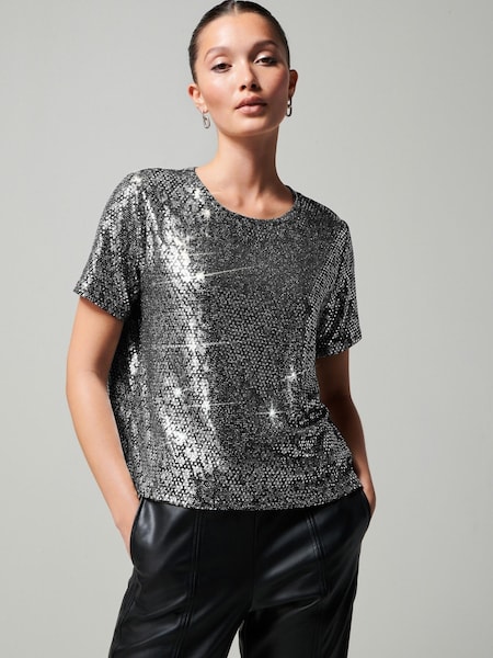 Silver Sequin T-Shirt (909469) | €18