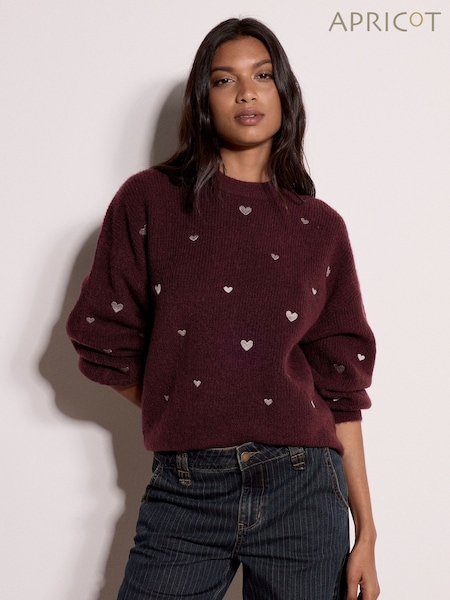 Purple - Apricot Embroidered Heart Jumper