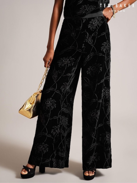 Ted Baker Bettiat Velvet Wide Leg Black Trousers (910147) | €71