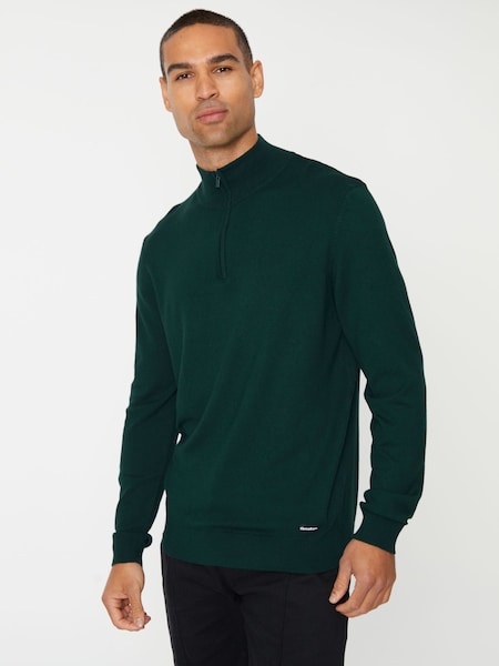 Verde - Pulover tricotat cu fermoar sfert Threadbare Funnel (910295) | 100 LEI