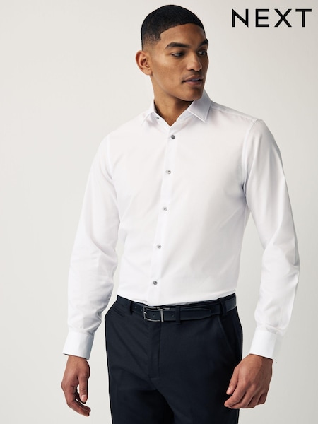 White Regular Fit Trimmed Easy Care Single Cuff Shirt (910541) | €21