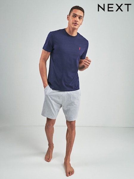 كحلي/رمادي - Jersey Pyjamas Shorts Set (910553) | ‏69 ر.ق.