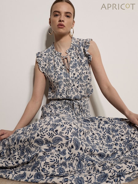 Cream - Fustă maxi cu imprimeu paisley pictat Apricot