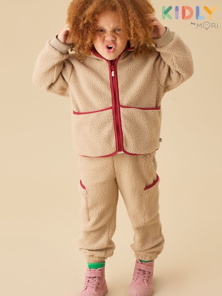 Grädde - Kidly By Mori Cream Soft Sherpa Fleece Zip Through Jacket