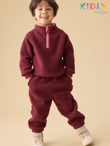 Rot - Kidly By Mori Soft Sherpa Fleece Joggers