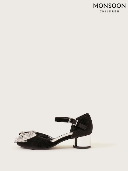 Monsoon Black Bow Velvet Two Part Shoes (910968) | 72 QAR - 81 QAR