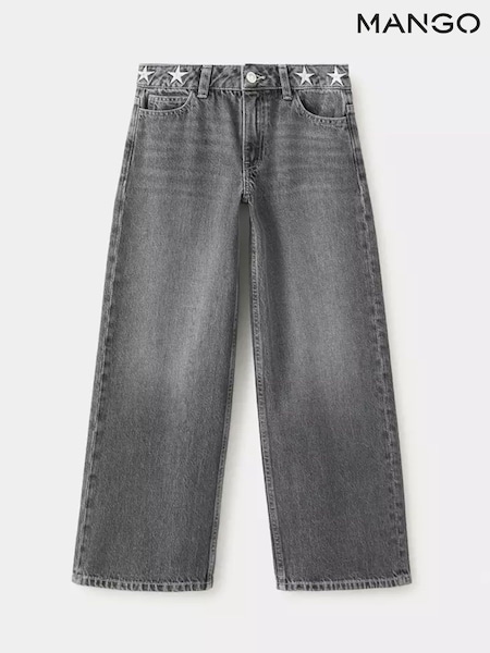 Grey - Mango Wide Leg Star Jeans