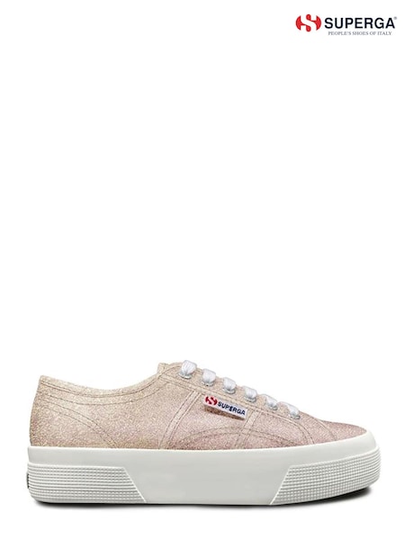 Superga Natural 2740 Platform Lame Trainers (911228) | €44