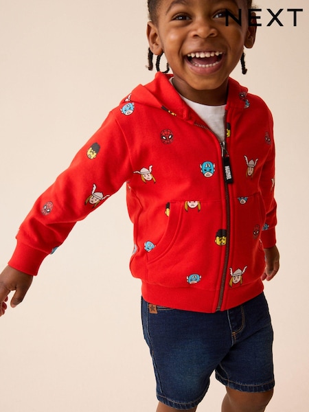 Red Marvel Avengers All Over Print Zip Through 100% Cotton Top (9mths-8yrs) (911409) | €12 - €13