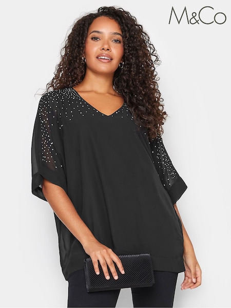 M&Co Diamante V-Neck Cape Top (911410) | 11 €