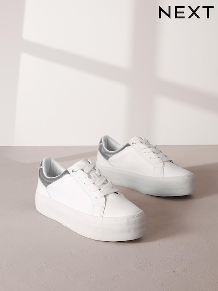 White Signature Leather Chunky Sole Trainers (911586) | AED100