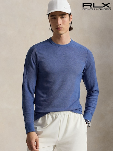 Blå - Regular Ralph Lauren Rlx Tech Knit Waffle Long Sleeve T-shirt