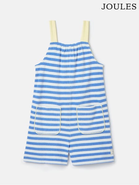 Joules Girls' By The Sea Blue Striped Towelling Playsuit (912147) | €20 - €26