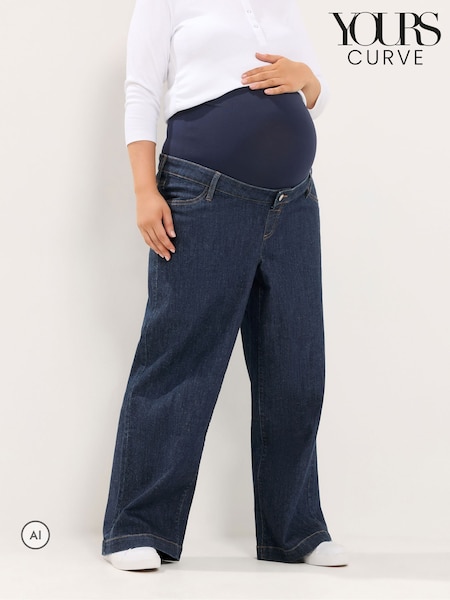 Blue - Yours Curve Maternity Slouchy Jeans